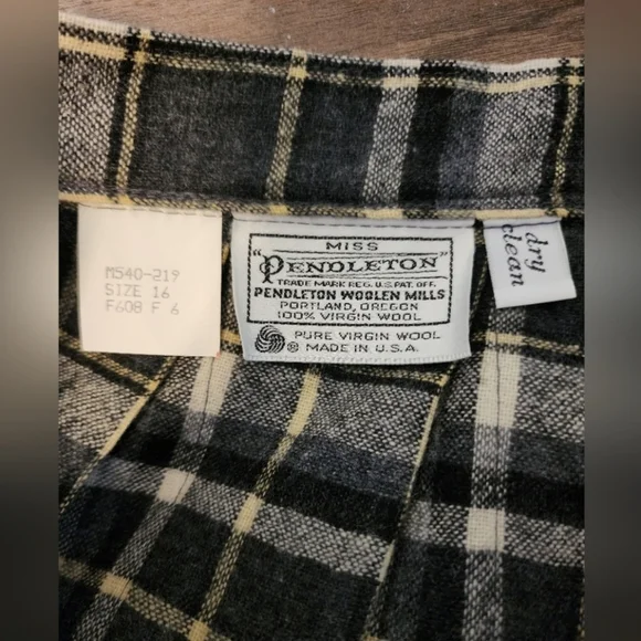 Vintage Pendelton A-line Pleated Wool Skirt Grey USA - Picture 2 of 4